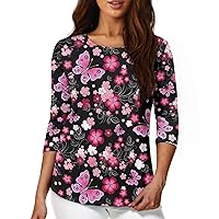 Womens Tunic Tops Plus Size 3/4 Sleeve Blouse Long Sleeve Tunic T-shirt for Teen Girls Fashion Pullover Clothes