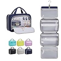 OlarHike Travel Toiletry Hanging Bag Waterproof Bags, Makeup, Toiletries, Jewelry, Travel Essentials 3 in 1 Packing Organizers, Cosmetic Travel-Sized Container, Large Capacity for Women Blue