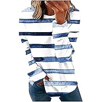 RMXEi Womens Sweatshirts No Hood Oversized Striped Sweatshirt Pullover Long Sleeeve Fashion Crewneck Tops