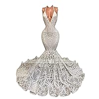 White Sequined Halter Neck Mermaid Prom Evening Party Dress Gala Shower Birthday Party Celebrity Pageant Gown
