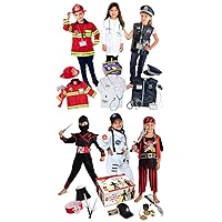 Born Toys Doctor, Fireman, Policeman, Ninja, Pirate and Astronaut Costume Dress up Set for Kids Ages 3-7