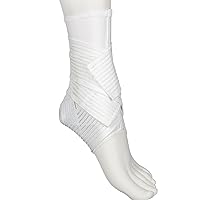 Active Ankle 329 Ankle Brace, White Ankle Compression Sleeve with Straps for Men & Women, Braces for Volleyball, Football, Basketball, Rugby, Protection & Sprain Support, Small