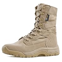 FREE SOLDIER Men’s Tactical Boots 8 Inches Lightweight Combat Boots Durable Suede Leather Military Work Boots Desert Boots