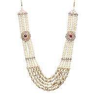 Indian Groom Necklace Sherwani Dhula Mala With Pearls, Stone & Studded AD(American Diamond) Necklace Jewellery For Men/Groom. 7887 By Indian Collectible