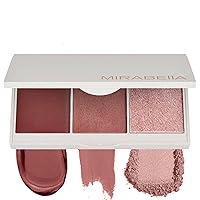 Mirabella Spellbound Pro Face Trio Powder and Cream Blush Palette with Powder Highlighter, Lightweight & Buildable Color Blush for Cheeks Creates a Flawless, Radiant Look for All-Over Multi-Use