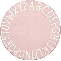 Topotdor Round Kids Play Rug Alphabet Nursery Area Rug Extra Large Soft Crawling Play Mat for Children Toddlers Bedroom (47 inch, Pink)