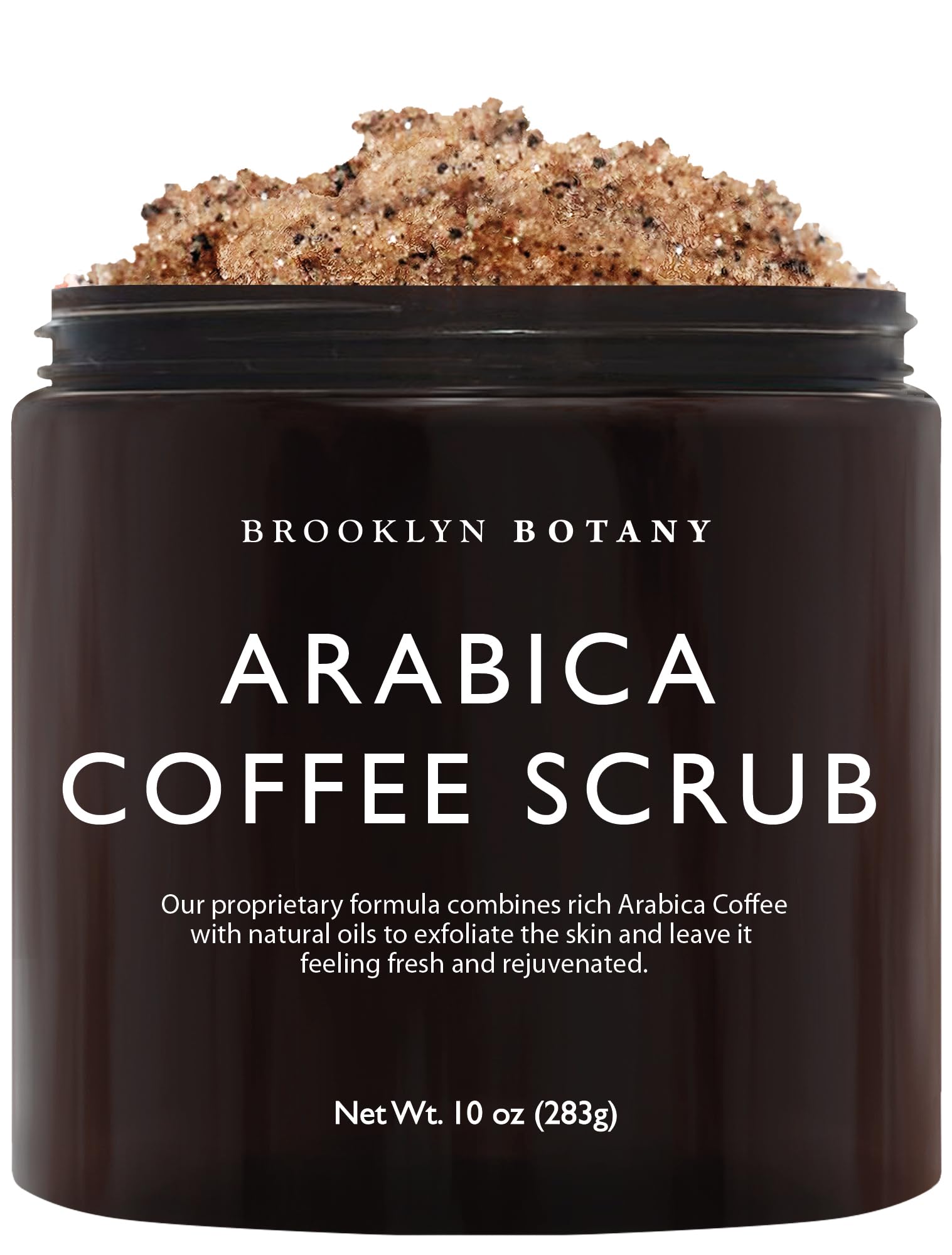 Brooklyn Botany Dead Sea Salt and Arabica Coffee Body Scrub - Moisturizing and Exfoliating Body, Face, Hand, Foot Scrub - Fights Stretch Marks, Fine Lines, Wrinkles - Great Gifts for Women & Men - 10 oz