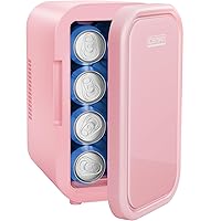 Iceman Portable Mini Fridge – Fits 8 x 12 oz Cans, Cooler and Heater Mini Fridge for Bedroom, Car, Office, Dorm and Skincare, AC/DC Car Plug-Compatible - Pink