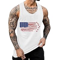 Muscle Tank Tops for Men American Flag Patriotic Sleeveless Shirts Independence Day 4th of July Dry Fit Casual Summer Shirt