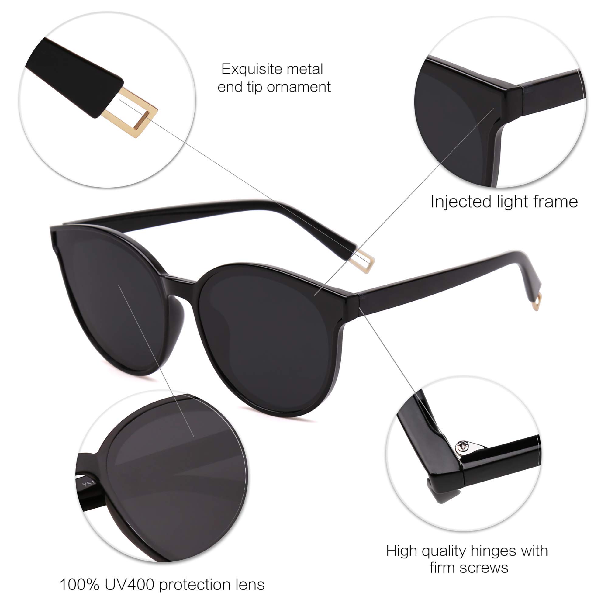 SOJOS Oversized Round Sunglasses for Women and Men