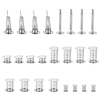 CHGCRAFT 24Pcs 6 Sizes Spiral Wobbles Spring Head Doll Spring Base Self Adhesive Plaything Spring Base for DIY Shaking Head Doll Head Doll, 15~56x1~25mm, Stainless Steel Color