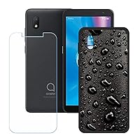 TPU Cover for Alcatel 1B 2021 + HD Tempered Glass, Silicone Shell Bumper Protective Back Case - 9 Hardness Anti-Scratch Screen Protector for Alcatel 1B 2021 (5,5