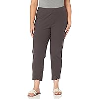 SLIM-SATION Women's Pull on 27 Inch Solid Woven Hidden Elastic No Waist Ankle Pant