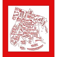 Bronx Map Typography Canvas Art Print (Red, 12x13)