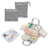 Damero Wearable Breast Pump Bag with Cooler Compartment Compatible with Elvie Breast Pump and Breast Pump Parts Bag with Mat Bundle