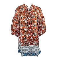 Tolani - Raglan Sleeve V-Neck Tie Tunic, Floral Print Top