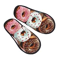Donuts Furry House Slippers for Women Men Soft Fuzzy Slippers Indoor Casual Plush House Shoes Large