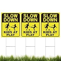 3 Pack Kids at Play Signs for Street with Metal Stake, Children at Play Safety Signs 16