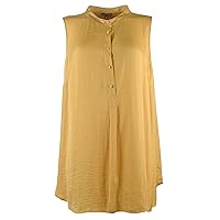 Vince Camuto Specialty Size Plus Size Sleeveless Henley Rumple Tunic Amber Sun