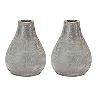 Set of 2 Gray Distressed Decorative Bud Vases 6