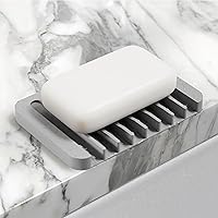 KRAUS Multipurpose Self-Draining Silicone Soap Dish/Sponge Holder for Bathroom or Kitchen Counter in Light Grey, KDM-05LG