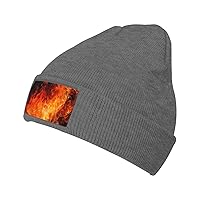 Unisex Beanie for Men and Women Roaring Flame Knit Hat Winter Beanies Soft Warm Ski Hats