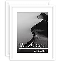 Americanflat 16x20 Picture Frame Set of 2 in White - Use as 12x16 Picture Frame with Mat or 16x20 Frame Without Mat - Collage Picture Frames with Plexiglass Cover for Horizontal or Vertical Display