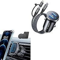 LISEN Magnetic Car Phone Holder & USB C Car Charger with C/L Cable
