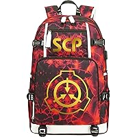 SCP Foundation Multifunction Knapsack with USB Charging Port-Student Daily Rucksack Wear Resistant Laptop Bag