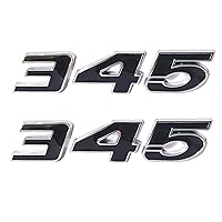 Black 345 Emblem Side Fender 345 Badge Compatible with 300C 2 Packs Chrome Metal