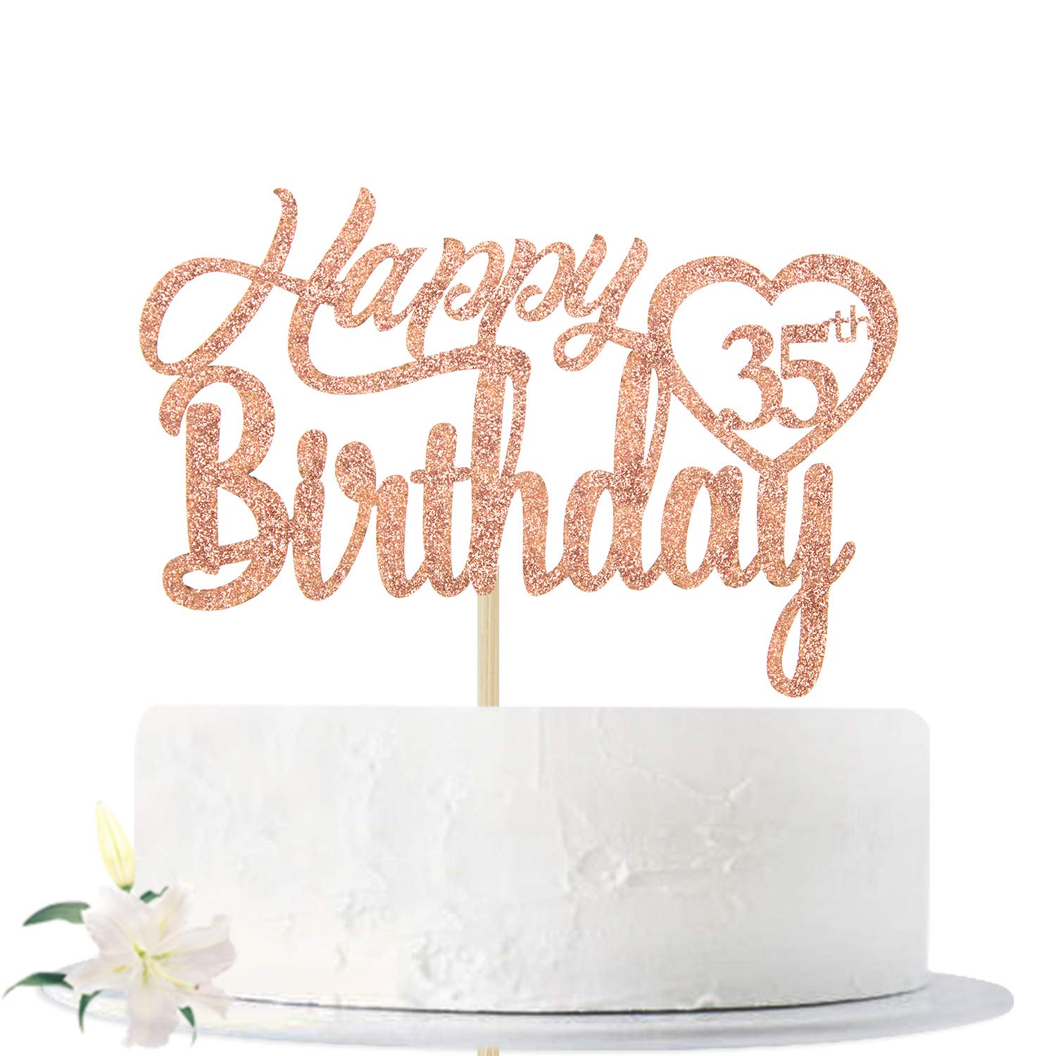 Mua Rose Gold Glitter Happy 35th Birthday Cake Topper, Hello 35 ...