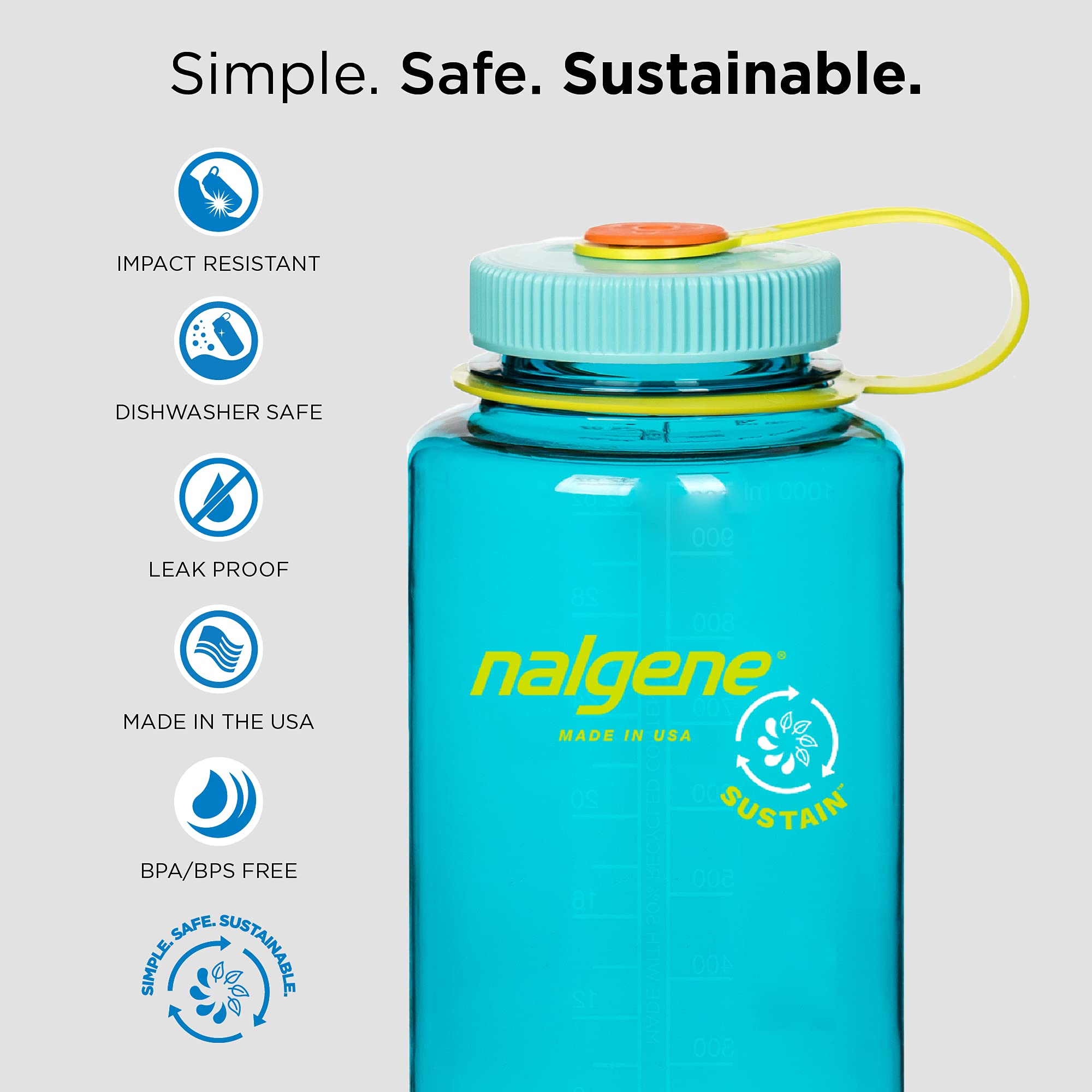 Nalgene Tritan Wide Mouth BPA-Free Water Bottle, Pomegranate, 32 oz