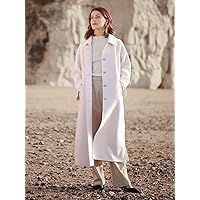 Women's Jackets Wool-Mix Straight Belted Overcoat Women Jackets (Color : White, Size : X-Small)