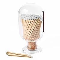 Atzi Decorative Match Holder for Fancy Matches Included - Matches in a Jar - Glass Match Cloche - Round Head Bottle - Christmas Mothers Day Gifts for Her - Small (125ml)