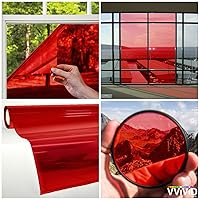 VViViD Transparent Colorful Vinyl Window Tinting Sheets (10ft x 5ft, Red)