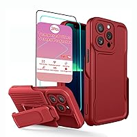 for iPhone 14 Pro Max Case with Screen Protector iPhone 14 Pro Max Case with Holster Red Belt Clip Safe Wireless Charging Military Grade iPhone 14 Pro Max case for Men Women