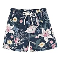 Orchid Lavender Daisy Bluebell Boy's Swim Trunks Board Shorts Boy Kids Toddler Beach Swimwear Bottom Pants 2T
