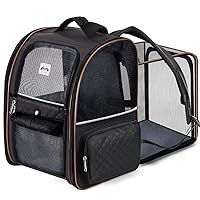 Lekebobor Large Cat Backpack Carrier Expandable Pet Carrier Backpack for Small Dogs Medium Cats Fit Up to 18 Lbs, Dog Backpack Carrier, Foldable Puppy Backpack Carrier for Travel,Quilted Black