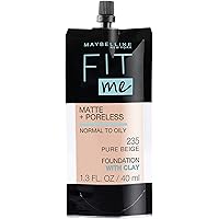 Maybelline New York Fit Me Matte + Poreless Liquid Foundation, Pouch Format, 235 Pure Beige, 1.3 Ounce
