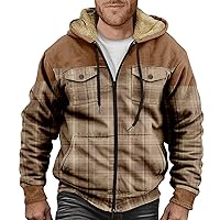 Plus Size Winter Jacket for Men Fleece Lined Jacket Thicken Warm Coat Zip Up Work Jacket Fleece Sweatshirt Hoodie