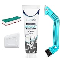 PentaUSA Grout - Tile Grout Repair Kit with Grout Removal Tool, Premix Grout Bundle Set with Remover Saw, Sponge and Cleaner (8.8 Oz - 250gr) (White)