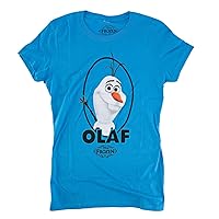 Frozen Olaf Oval Logo Disney Animated Movie Mighty Fine Juniors T-Shirt Tee