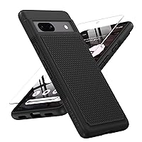 FNTCASE for Google Pixel 7a Case: Dual Layer Protective Heavy Duty Cell Phone Cover Rugged Shockproof with Non Slip Textured Back - Military Protection Bumper Tough - 2023, 6.1inch (Matte Black)