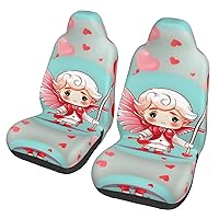 Cute Loving boy Car seat Covers Front seat Protectors Washable and Breathable Cloth car Seats Suitable for Most Cars