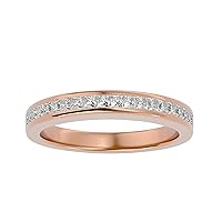 Certified 18K Gold Ring in Princess Cut Natural Diamond (0.58 ct) With White/Yellow/Rose Gold Wedding Ring For Women