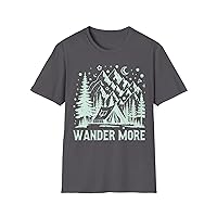 Wander More Sarcastic Forest Mountains Adventure Camping Hiking Heavy Cotton T-Shirt