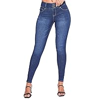 YMI Womens 3-Button High-Rise Skinny Jean Made with Recycled Fibers