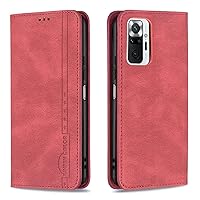 XYX Wallet Case for Redmi Note 10 Pro, [RFID Blocking] PU Leather Case Flip Folio Cover with Hidden Magnetic Closure for Xiaomi Redmi Note 10 Pro, Red