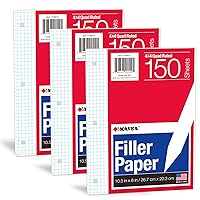 A5 Grid Refill Paper, 7-Hole Graph Paper, 100sheets / 200Pages Loose-leaf Grid Paper, 100gsm White Paper, 5.8 x 8.3