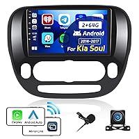(Manual A/C) Roinvou 2+64G Android 13 CarPlay Stereo for 2014-2017 Kia Soul, Wireless CarPlay Radio with Android Auto, 9'' Touch Screen in-Dash GPS Navigation Support Mirror Link BT HiFi WiFi RDS SWC